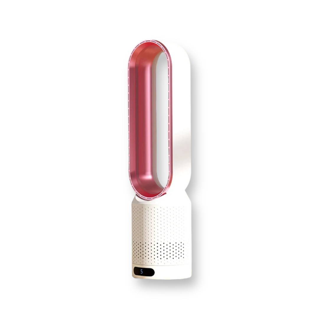 "AirPure 3-i-1 luftkjøler med UV rensing, ionisator og elegant hvit design for optimal luftkvalitet i hjem eller kontor."