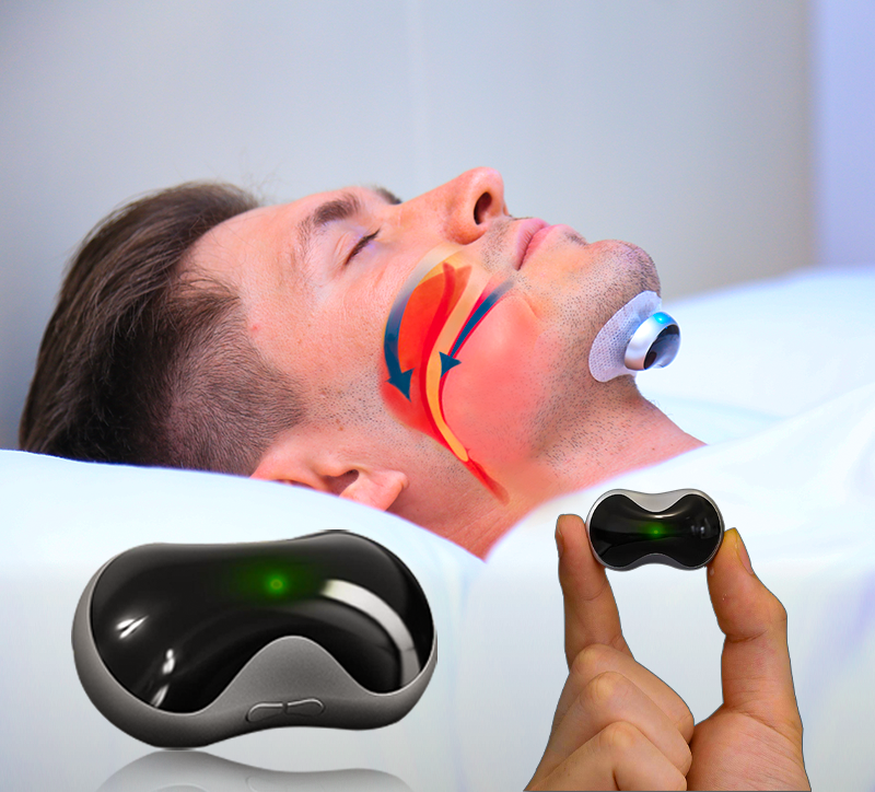 Komfortabelt anti-snorkemunnstykke med mild elektrostimulering for stille netter og uthvilt søvn.