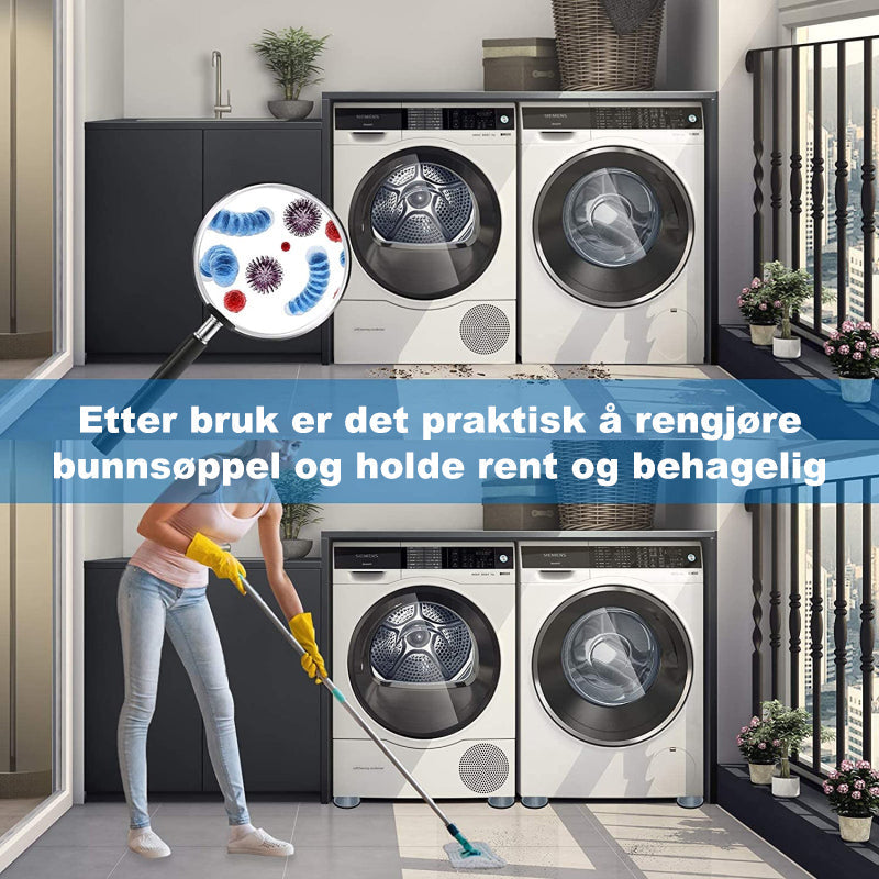 "Antivibrasjonsstøtte 4-pakning for vaskemaskin, grå gummi, demper støy og vibrasjoner for roligere vasketid."