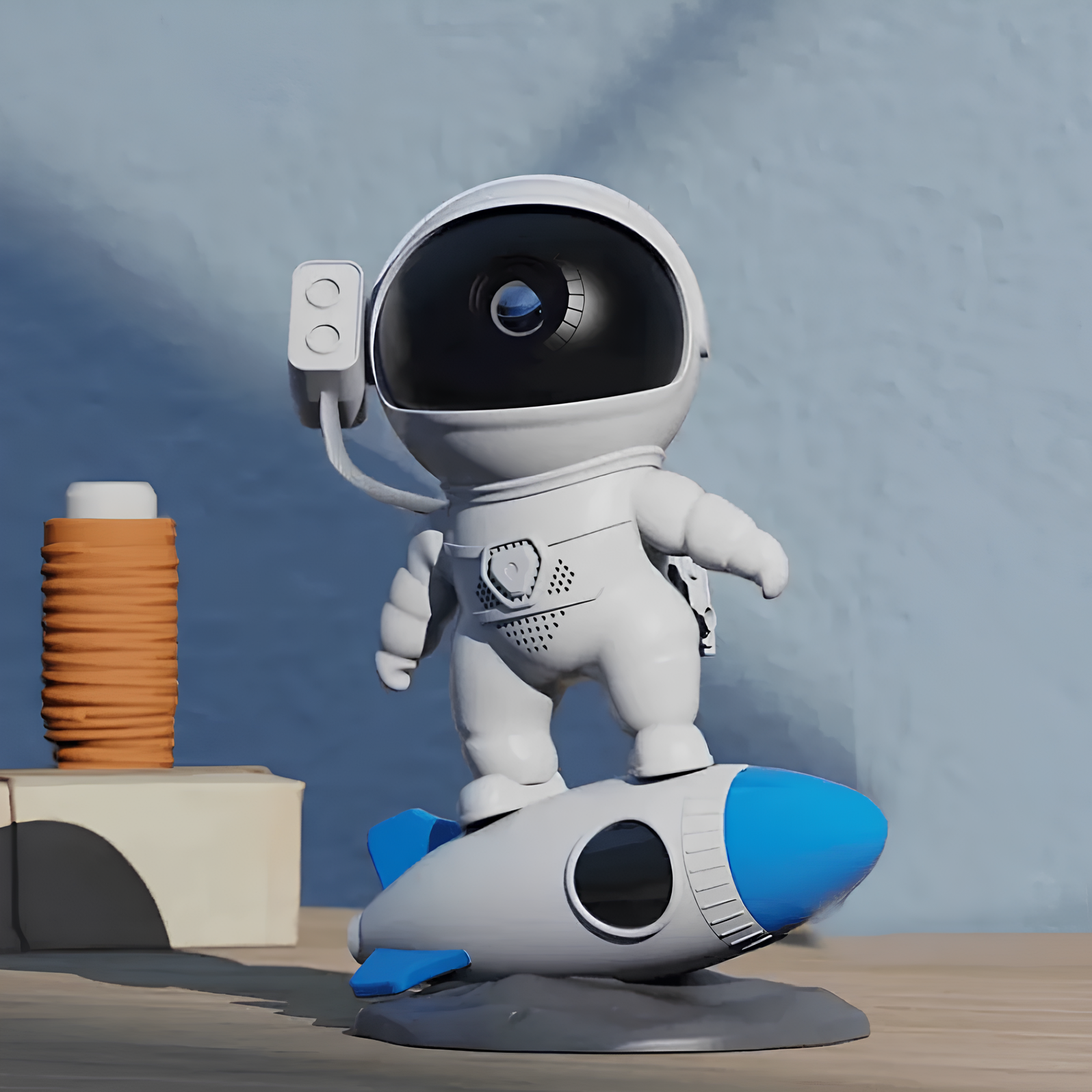 AstroGlow astronaut projektor med integrert Bluetooth høyttaler for musikk og stjernehimmel.