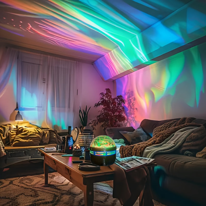 Atmosfærisk lysprojektor for hjemmedekor, LED-belysning med fargerike effekter.