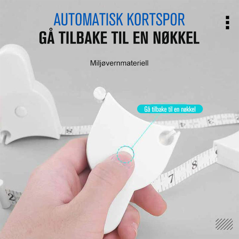 Automatisk hvitt målebånd for kroppsmåling, 150 cm, lett og bærbart. Perfekt for nøyaktig måling av midje og armer.