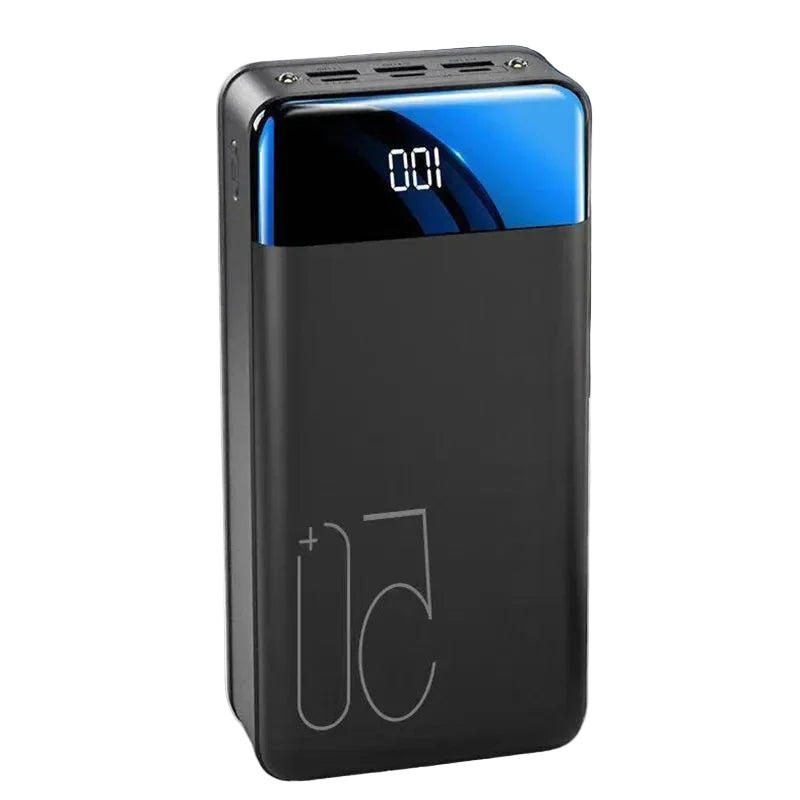 Bærbar 100000 mAh kraftbank for mobil, hurtiglading, universell, svart farge, reisevennlig for kvinner og menn.