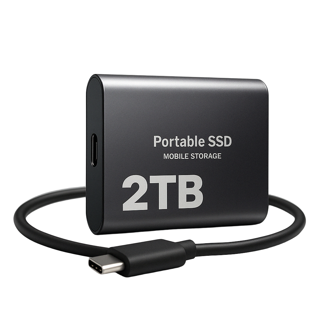 Bærbar 2TB SSD med USB-C, 1050MB/s for rask filoverføring og ekstern lagring
