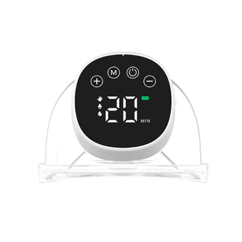 Nærbilde av den moderne, elektriske brystpumpen som viser intuitive knapper for justerbar suging.