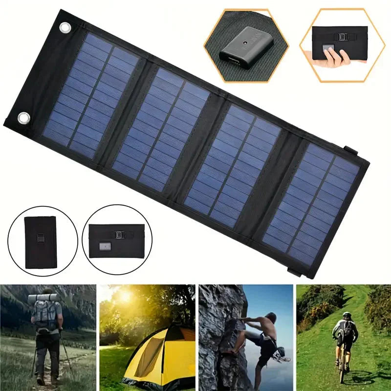 Nødlader solenergi kraftbank, kompakt, bærbar, perfekt for camping og tur