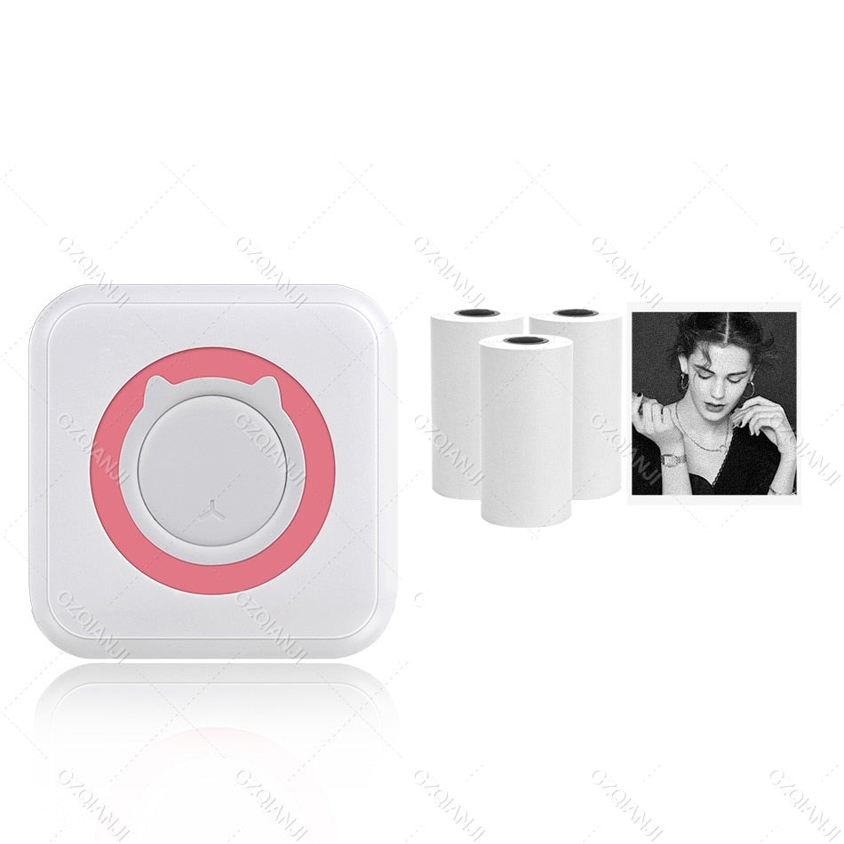 Gadget-miniskriver for rask utskrift av handlelister, skolearbeid og små bilder, Bluetooth-tilkobling.