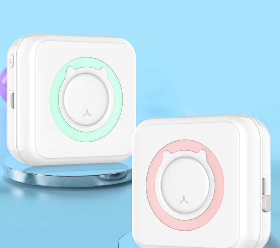 Miniskriver med Bluetooth for raske og enkle utskrifter av notater og små dokumenter, hvit farge, blekkfri.