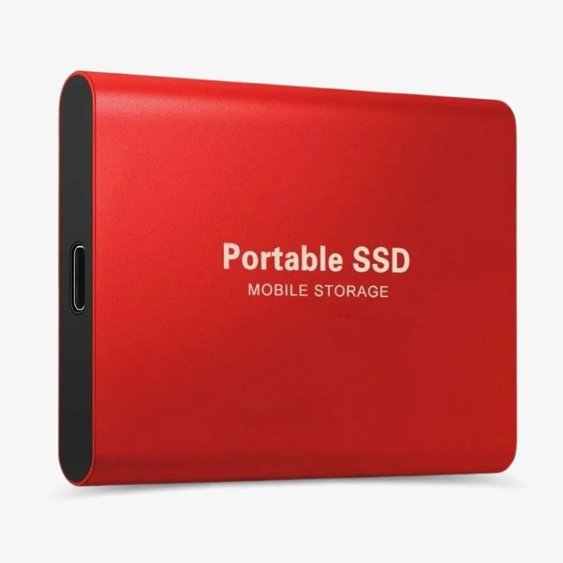 Detaljert bilde av den ytre teksturen til den bærbare SSD-en, med fokus på holdbarhet og rask tilgang til filer.