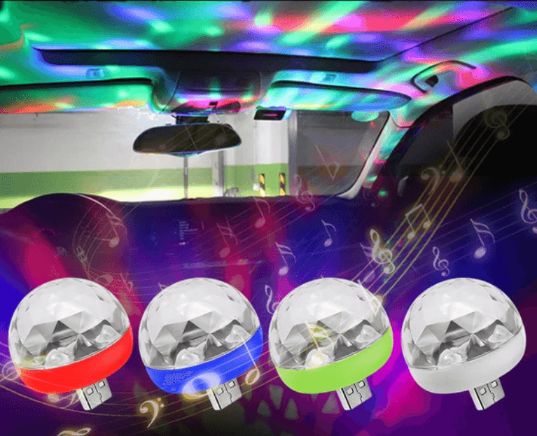 LED discolys-projektor for USB, gir et levende musikklys til enhver sammenkomst, bærbar festutstyr.