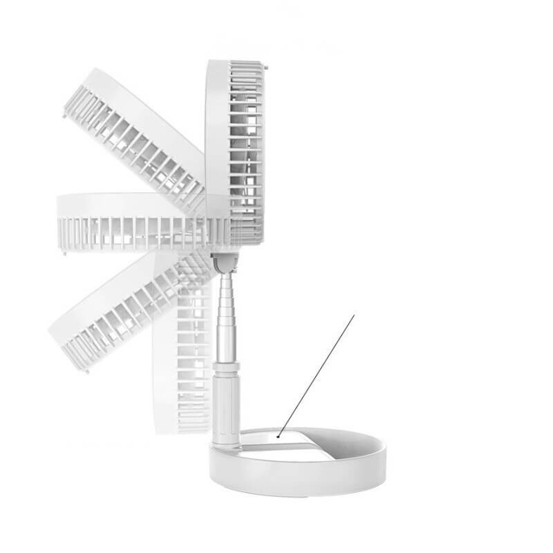 Elegant bærbar vifte for sommeren, uttrekkbar design i svart, leverer stille og kjølig luft.