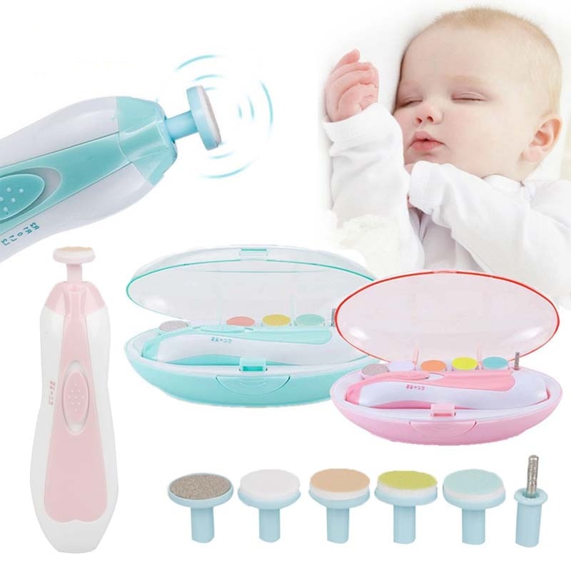 Elektrisk baby neglepleiesett med LED-lys og diverse slipehoder, ideelt som gave til nybakte foreldre.