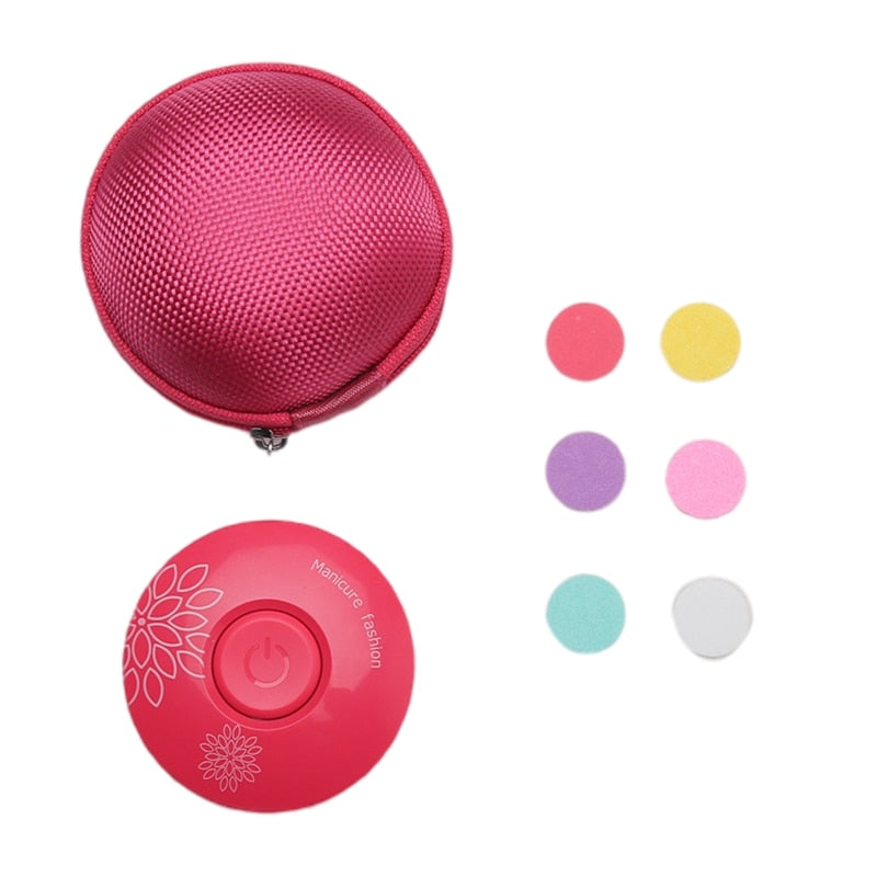 Stille baby negletrimmer, rosa design, med flere slipehoder for myke og effektive babynegler.