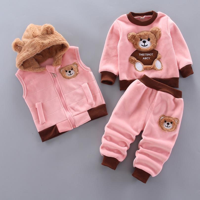 Baby vinterdress, helfigur, med bjørnedesign, myk bomullsfløyel, ideal for småbarn.