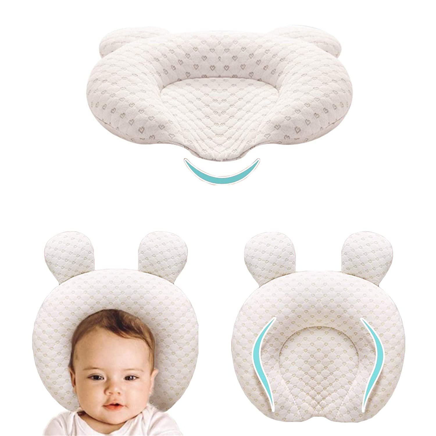 Hvit babypute med ergonomisk design, perfekt for sovestøtte og komfort for spedbarn.