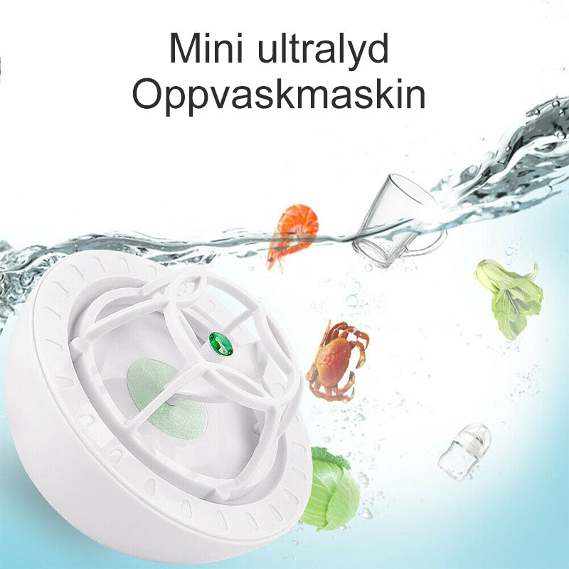 "Bærbar mini oppvaskmaskin, integrert design, USB-ladet, kompakt, hvit, enkel å bære og plasseres på små kjøkken."