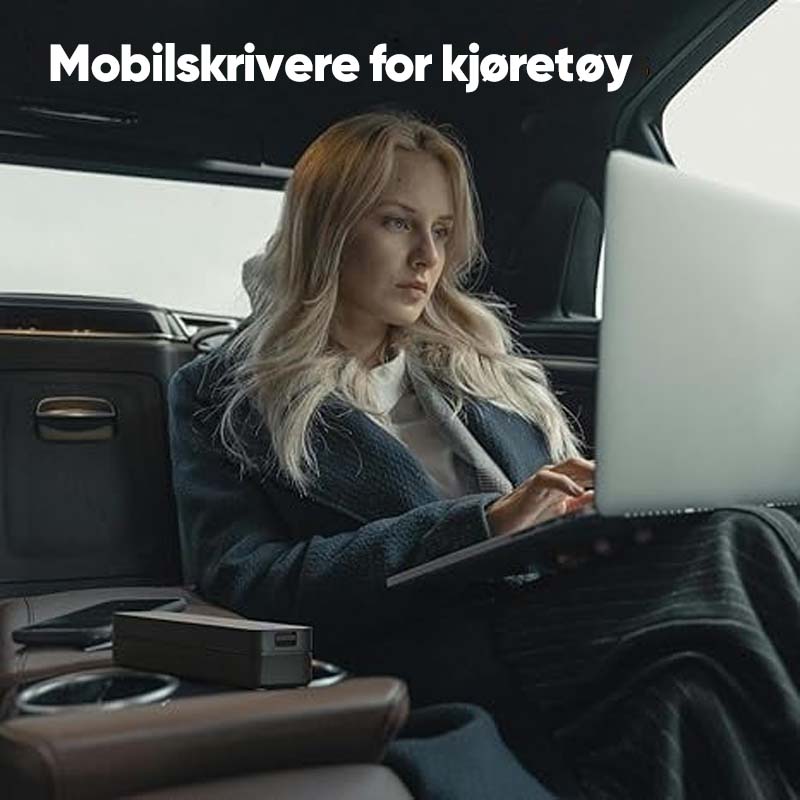 "Bærbar og kompakt termisk skriver, lettvektig, moderne design, perfekt for mobil utskrift med enkel tilkobling."
