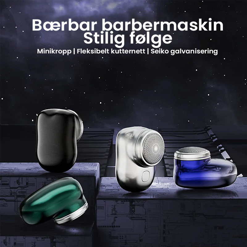 "Bærbar USB barbermaskin i stilig design, IPX7 vanntett, mini, kompakt og effektiv for både våt og tørr barbering."