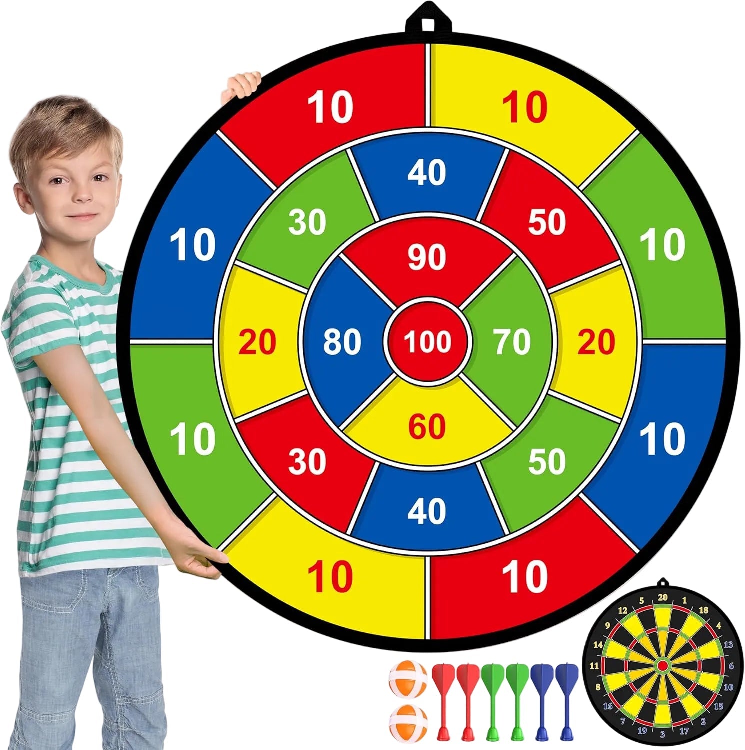 Barn dobbeltsidig dartskive med limballer, innendørs/utendørs lek for motorikk og moro