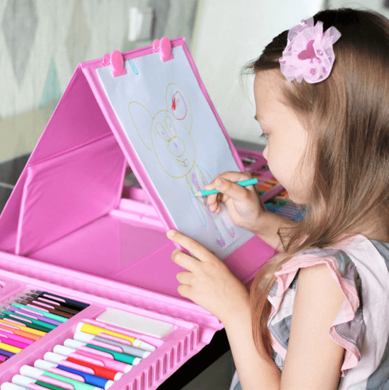 Barnas Kreative Tegnesett (208 deler) lukket, kompakt design lett å ta med seg, perfekt som skoleutstyr eller gave