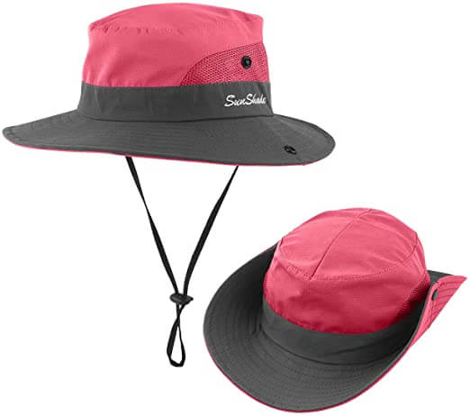 Barns UV-beskyttende solhatt i blått med bred brem for optimal solbeskyttelse, perfekt for utelek.