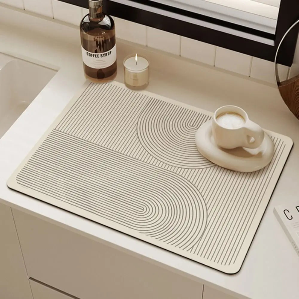Hygienisk antiskli diatomitt kjøkkenmatte for trygt og rent kjøkken, varmebestandig design.