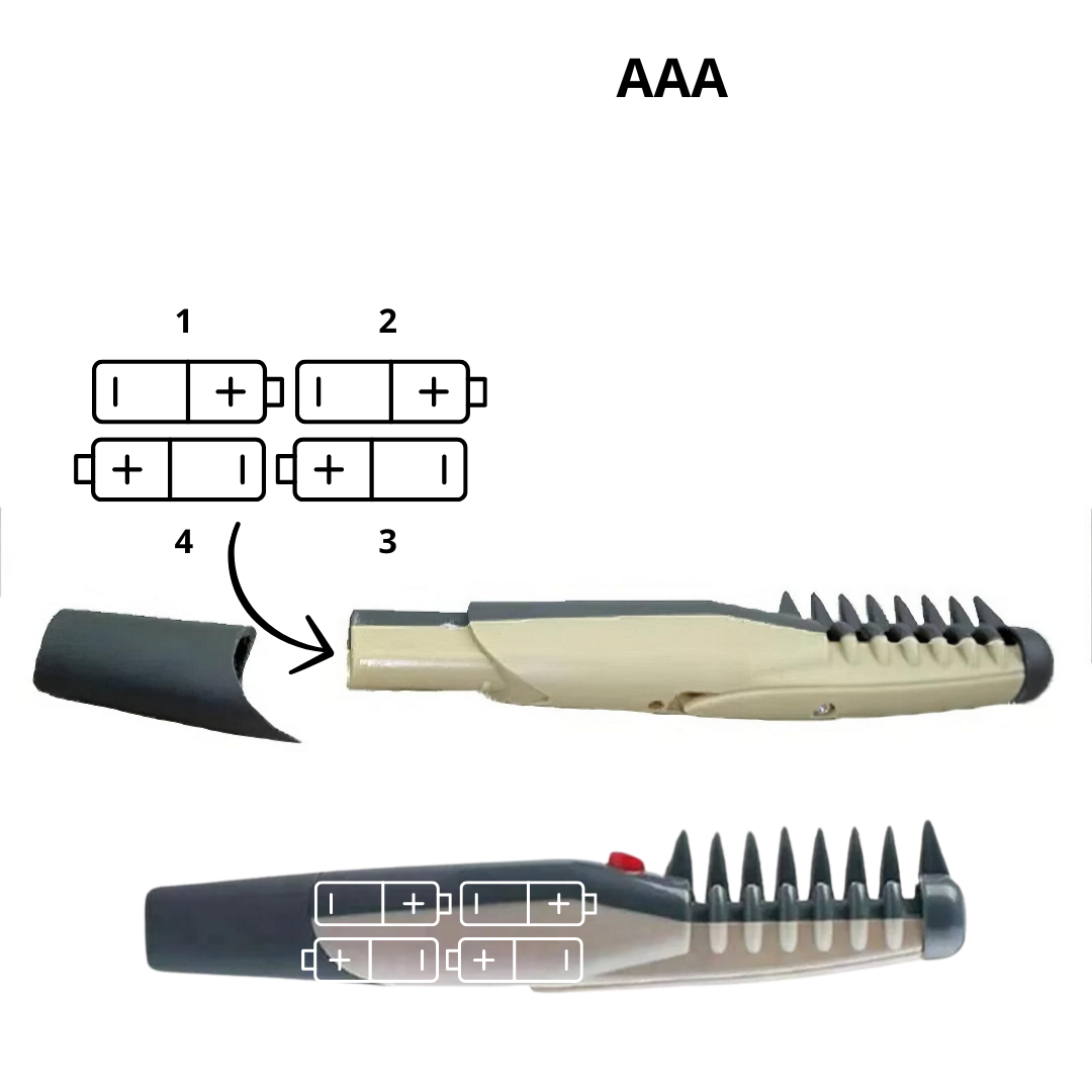 Beige, ergonomisk pelspleietrimmer. Skånsom flokefjerner for enkel og effektiv stell av hund og katt.