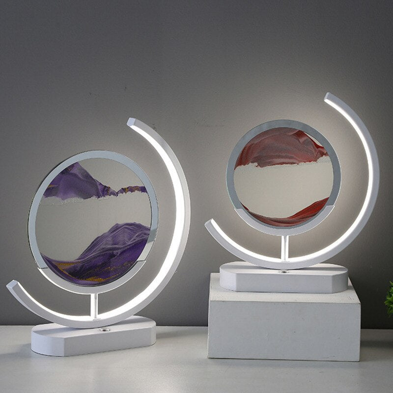 Energisparende LED-lampe med fascinerende bevegelig sand, en stilfull dekor for alle rom.