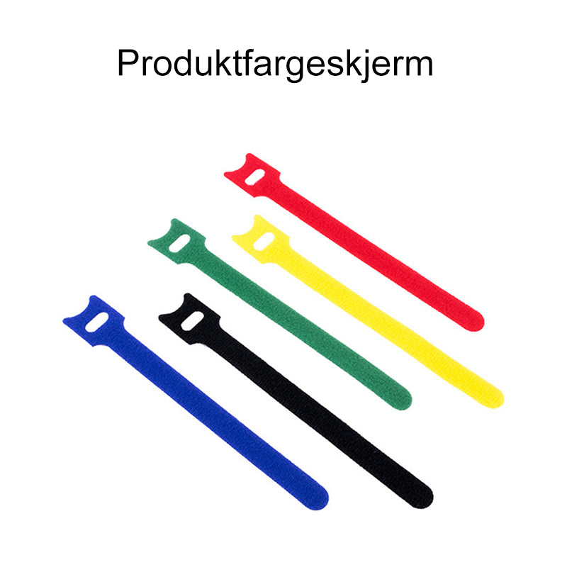 "Bilde av T-type selvklebende, gjenbrukbart bånd i flerfarger for kabelorganisering, ekstremt sterk og praktisk."