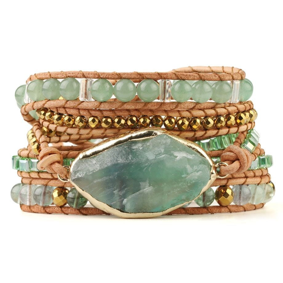 Bohemian healing armbånd til kvinner med grønn aventurin krystall for positiv energi og velvære.