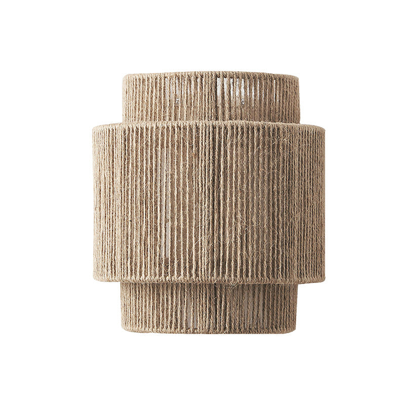 Bohemsk rattan vegglampe for koselig innendørs belysning, håndlaget design.