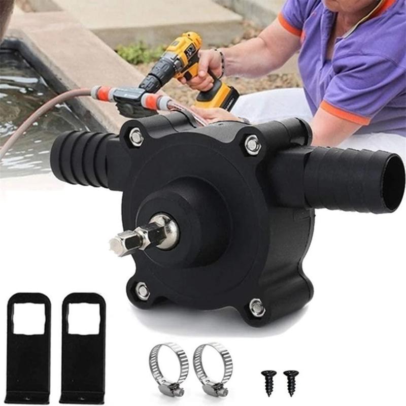 "Borepumpe for vannoverføring, svart plast, kompakt design, 125x70x62 mm, ideell for drenering av vasker og bassenger."