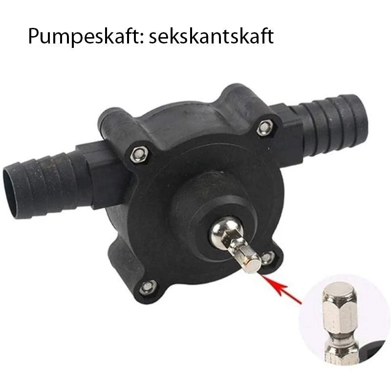 "Borepumpe for vannoverføring, svart plast, kompakt design, 125x70x62 mm, ideell for drenering av vasker og bassenger."