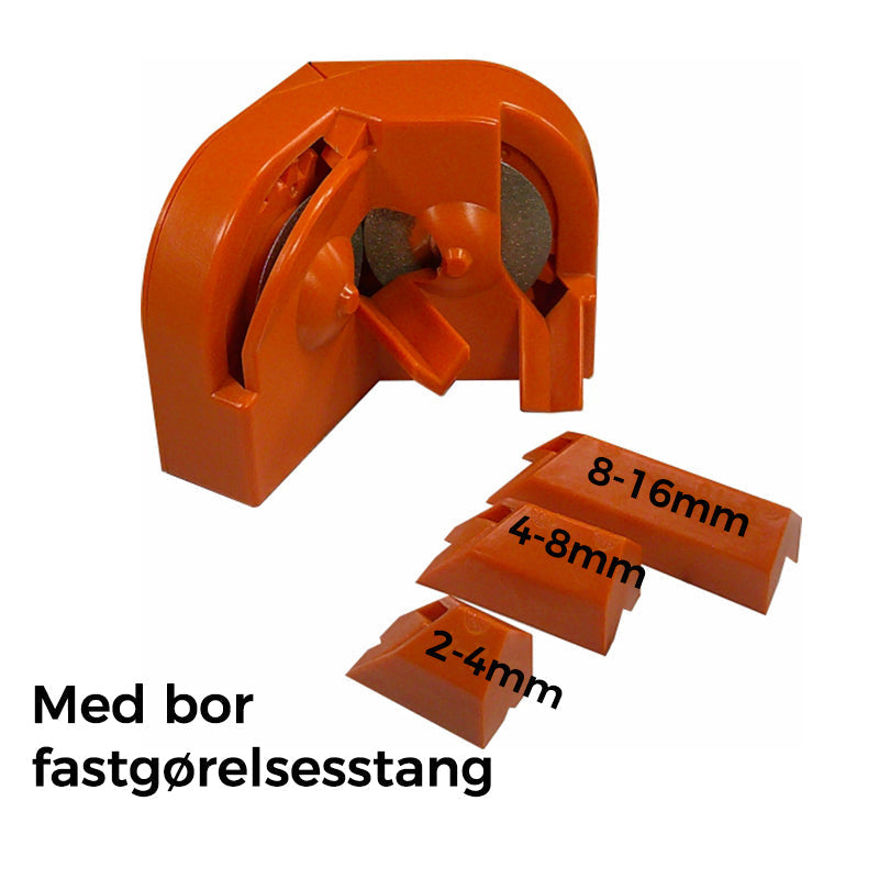 "Borsliper med slitesterk konstruksjon, egnet for metall, plast og glassfiber, i arbeid, nærbilde av slipemaskin."