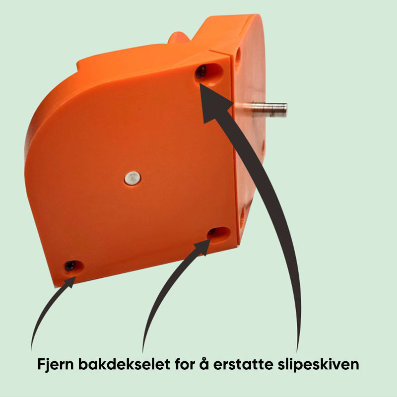 "Borsliper med slitesterk konstruksjon, egnet for metall, plast og glassfiber, i arbeid, nærbilde av slipemaskin."