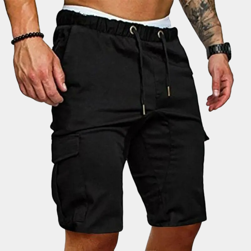 "Bruno blå avslappet shorts for menn med lommer og snøring, perfekt for en sommerlig og komfortabel stil."