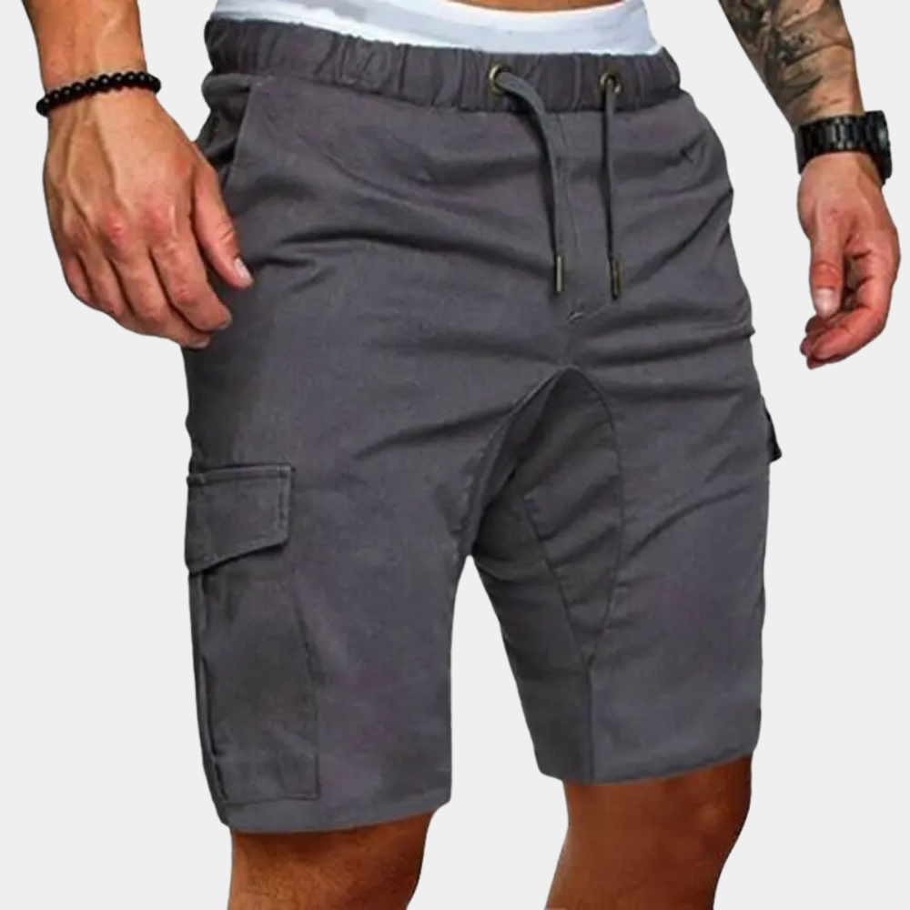 "Bruno blå avslappet shorts for menn med lommer og snøring, perfekt for en sommerlig og komfortabel stil."