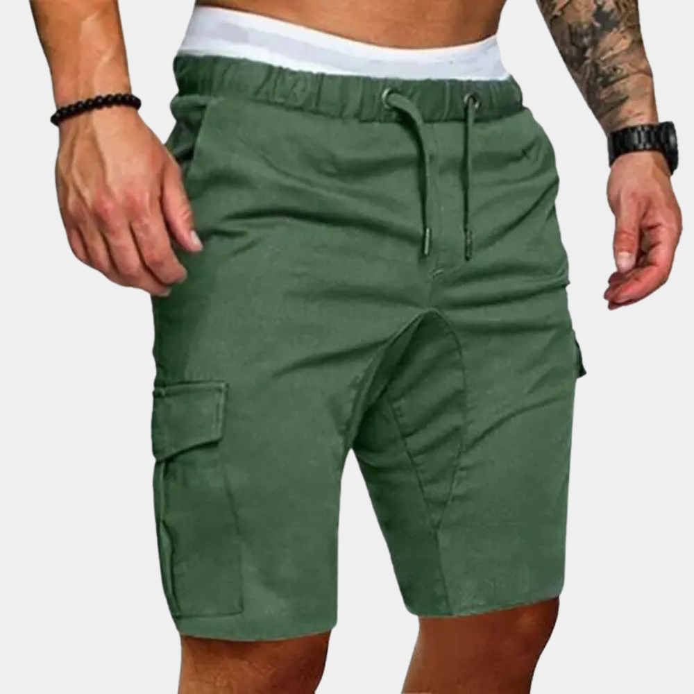 "Bruno blå avslappet shorts for menn med lommer og snøring, perfekt for en sommerlig og komfortabel stil."