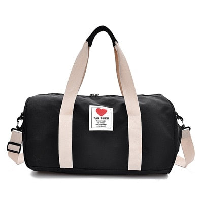 Dame duffelbag i nylon med romslig hovedrom, ideell for reise og trening, lettvektsveske