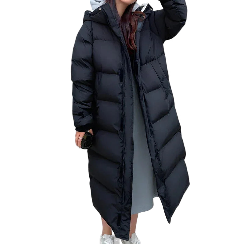 Dame lang pufferparka, vanntett & varm vinterjakke for kaldt vær. Trendy yttertøy til hverdagsbruk.