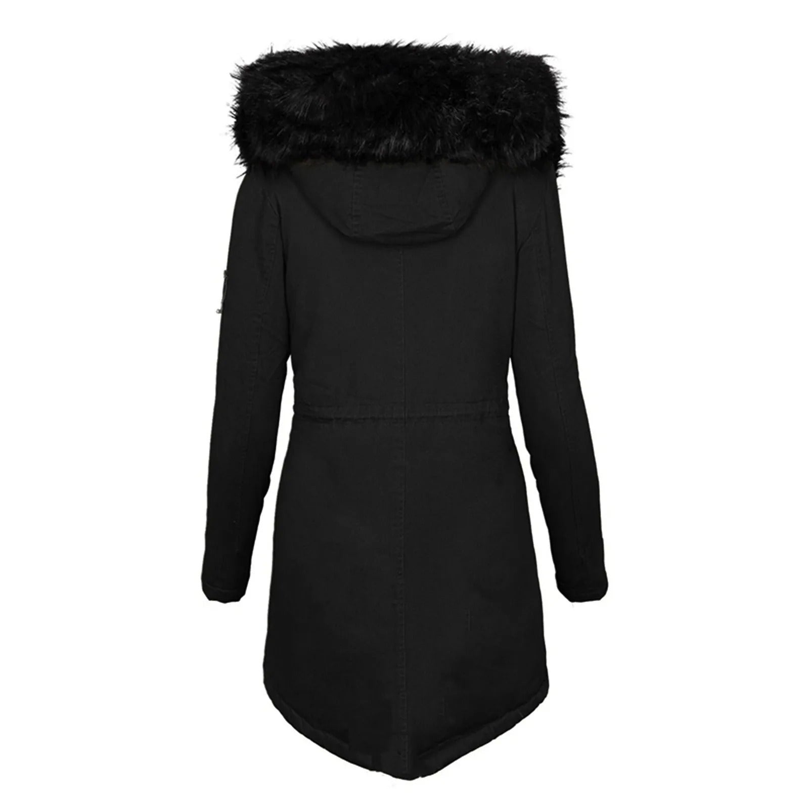 Moderne dame vinterparkas med hette, designet for stil og beskyttelse mot kulden.