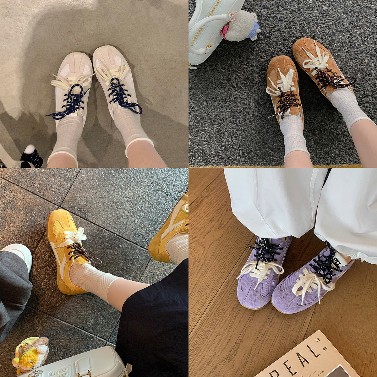 "Dame retro sports sneakers i vintage design med lær og mesh, stilfulle for daglig bruk, komfortabel polstret innersåle."