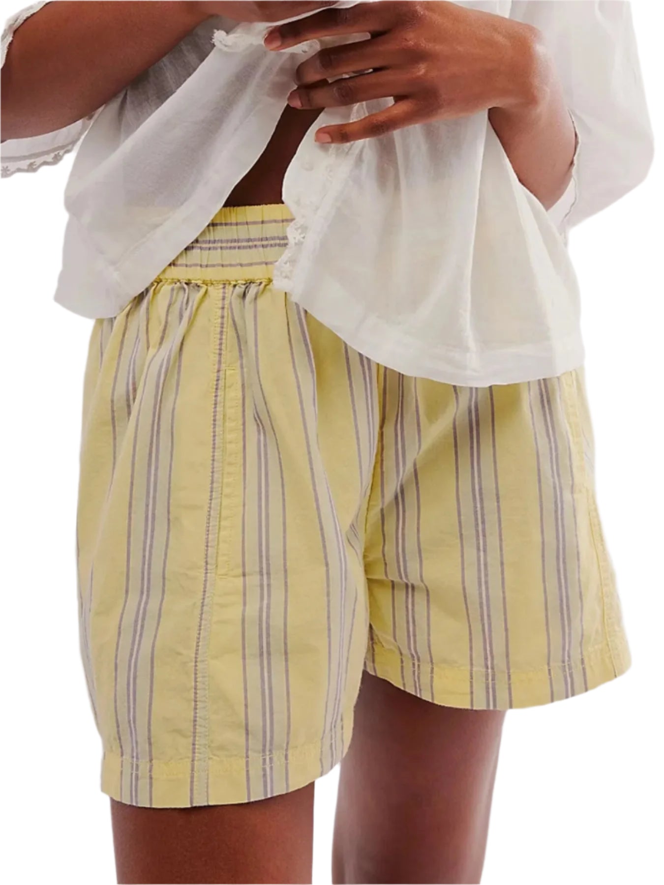 Dame stripete shorts med høyt liv for komfortabel sommerstil.