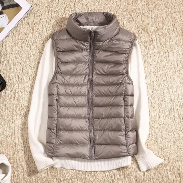 Dame ultralett vest, pustende og lett yttertøy, perfekt for en komfortabel og elegant stil.