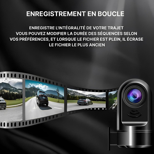 Illustrasjon av dashcam i parkeringsmodus, med sensorer som oppdager og registrerer hendelser rundt bilen.