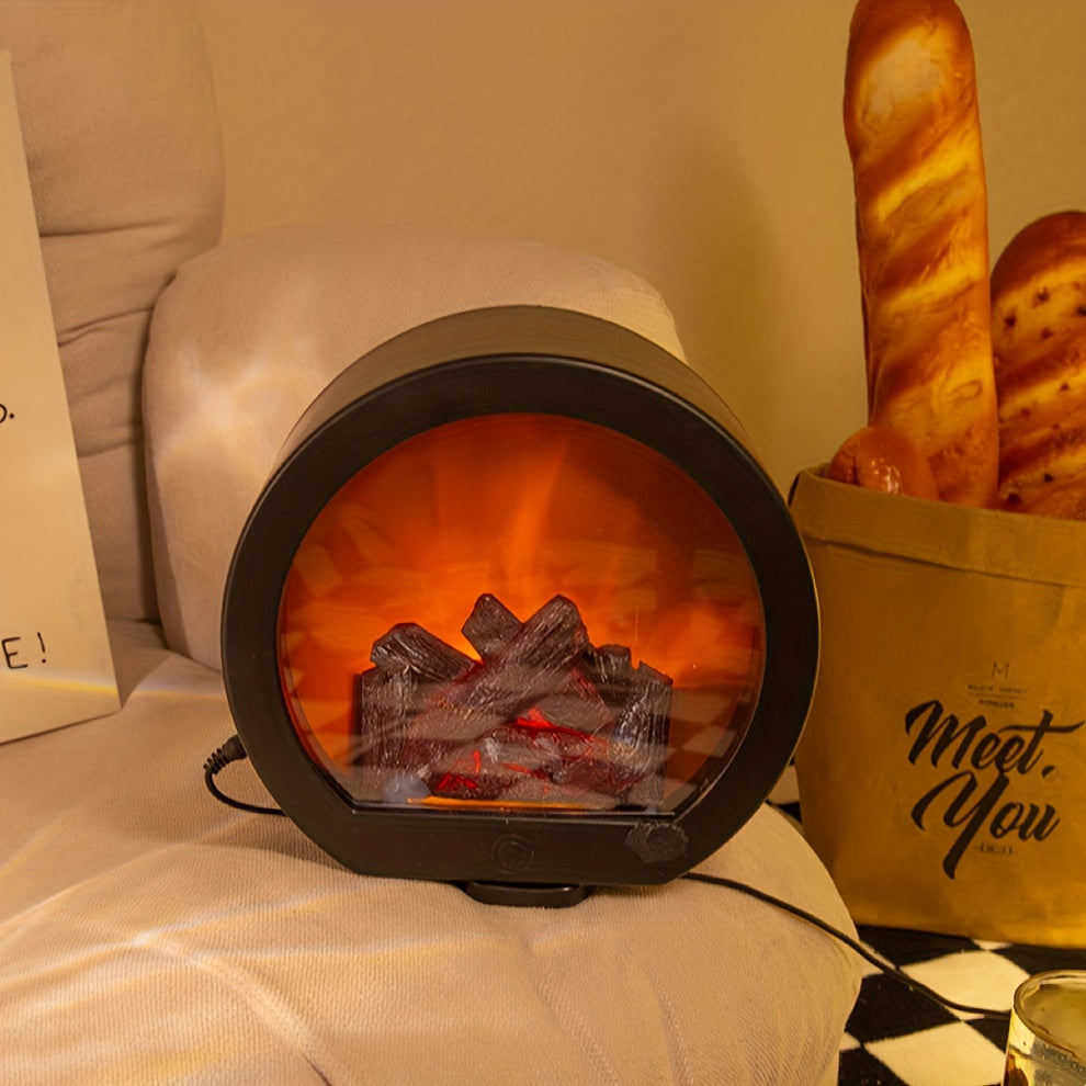 Moderne flammelampe, batteridrevet/USB, med realistisk kullflamme for å forbedre innendørs og utendørs atmosfære.