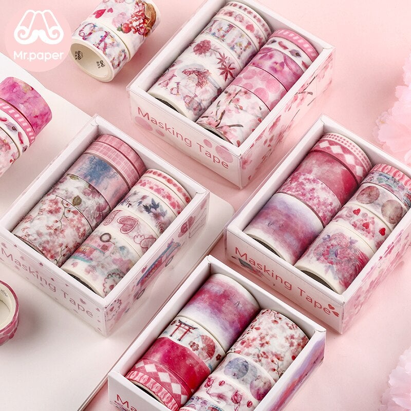 Fargerikt Washi Tape-sett, perfekt for scrapbooking, planleggere og journalføring.