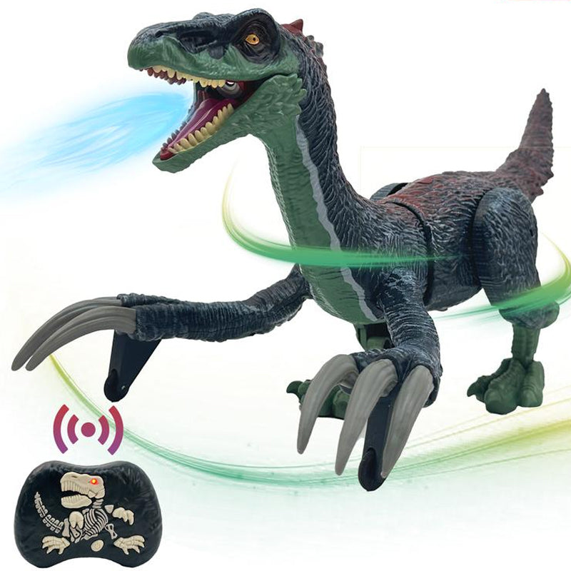 Velociraptor dinosaurleken sett fra siden, fremhever dens bevegelige ledd og interaktive funksjoner.