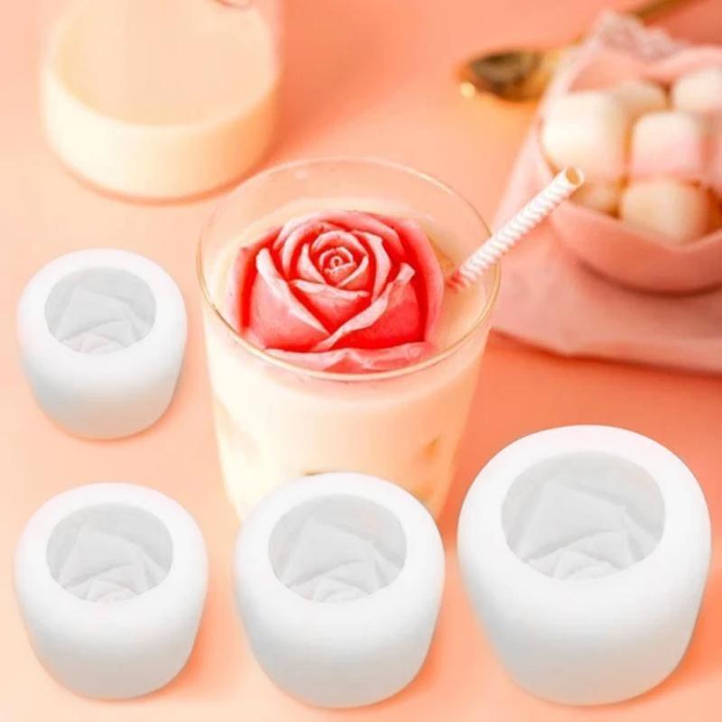 "Detaljert 3D silikonform for isroser; blå farge; rund form; perfekt til drinker for enhver anledning."