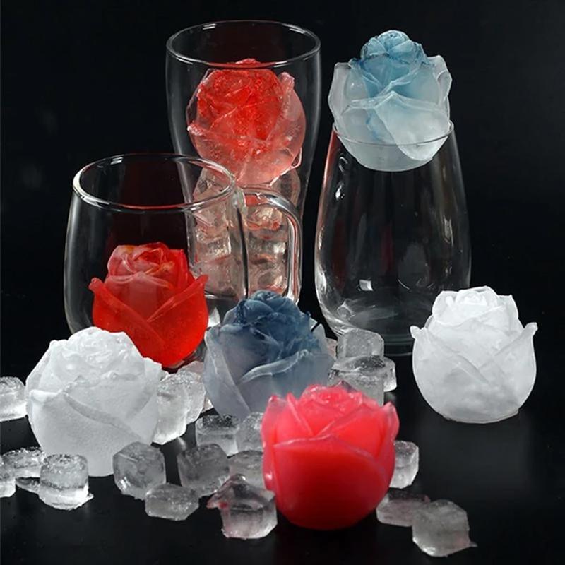 "Detaljert 3D silikonform for isroser; blå farge; rund form; perfekt til drinker for enhver anledning."